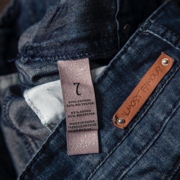 Almost Famous Boho Wide Leg Denim Slacks sz 7 - Picture 5 of 6